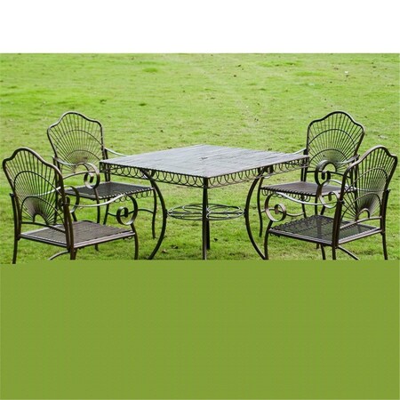 Fixturesfirst Sun Ray Iron Square Dining Group - Bronze - 5 Piece FI3289397